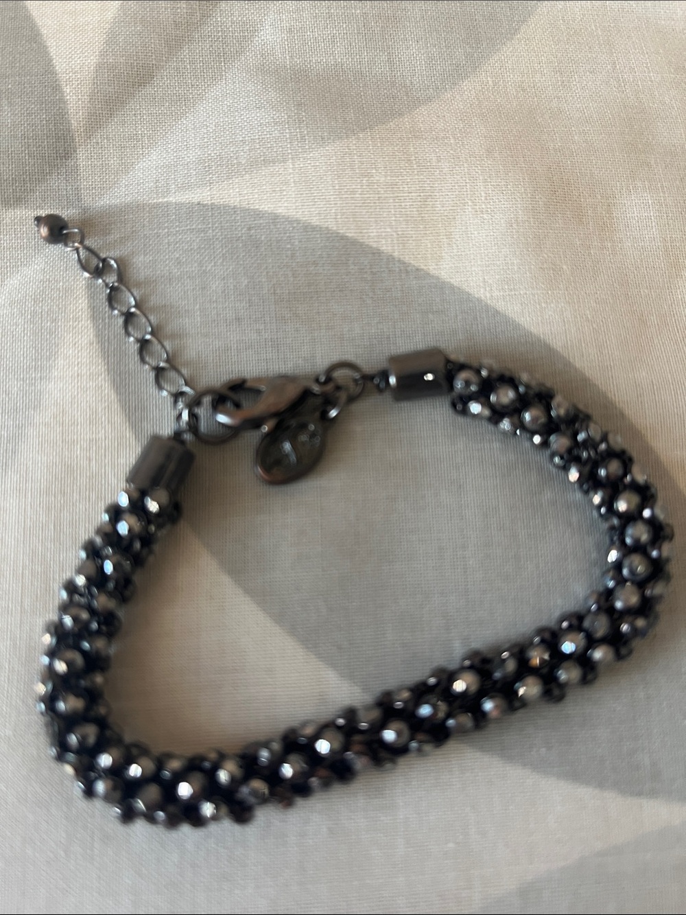 Gunmetal Beaded Braided Bracelet